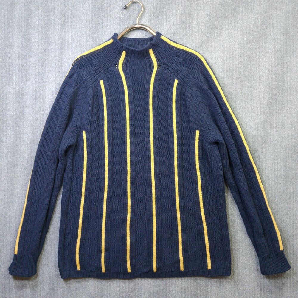 Cerruti 1881 Wool Sweater Men XL 56 Navy Gold Italian Designer Academia Preppy